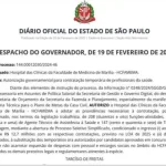 Governo de SP autoriza contratação de profissionais para o HCFAMEMA